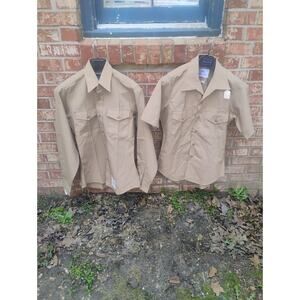 2 Vtg USMC Service Uniform Khaki Dress Long Sleeve/Shrt Shirt Marine Corps Sz 14